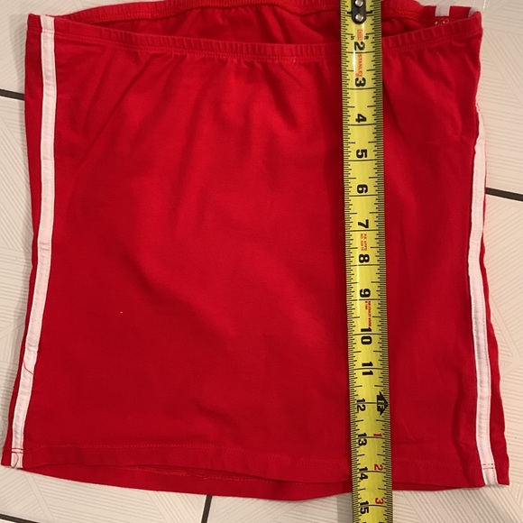 3 strapless tube tops (bandeau tops): 1 pink; 1 green; 1 red with white stripes. - Picture 10 of 11